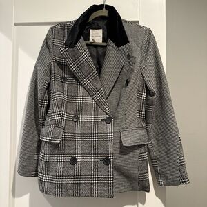 Avec Les Filles Black and White Plaid Blazer
